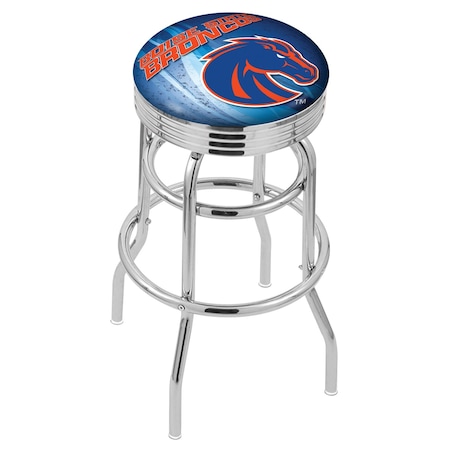 Holland Bar Stool Co 25" Chrome 2-Ring Boise State Swivel Bar Stool, Accent Ring L7C3C25BoiseS-D2